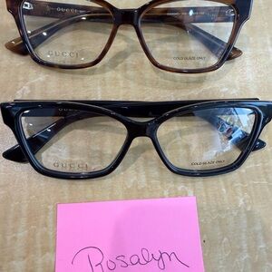 Gucci Women's Black and Brown Rectangular Optical Glasses